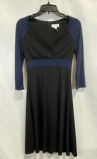 Isaac Mizrahi for Target Women's Black Navy Blue Colorblock V-Neck Dress Sz 4