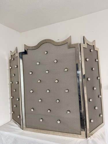 Stainless Steel 3 Panel Fireplace Screen Modern Mesh Decorative Luxury Metal