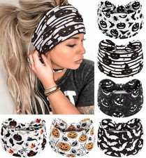 Women's Girls Halloween Headbands Knotted Pumpkin Bat Spider Web Headbands