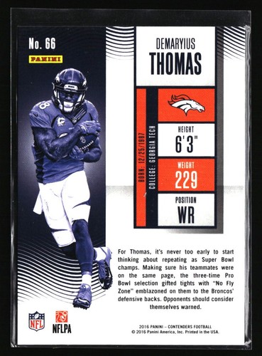 2016 Panini Contenders #66 Demaryius Thomas - Picture 2 of 2