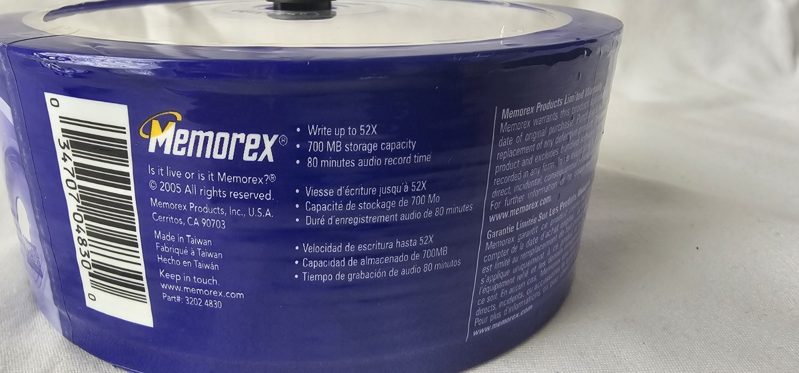 New Sealed Memorex CD-R 30 Pack 700MB, 80 Min 52x Multi Speed Recordable Cds