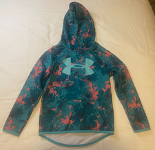 Under Armour UA Hoodie Loose ColdGear Blue/Green/Pink Girls Size YSM