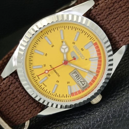 REFURBISHED SEIKO 5 AUTOMATIC 6309A VINTAGE JAPAN MENS YELLOW WATCH a440817-1