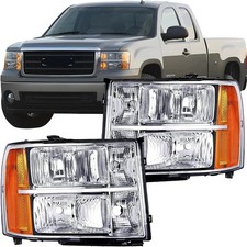 2007-2013 GMC Sierra 1500 2007-2014 2500HD 3500HD Headlight Pair Compatible