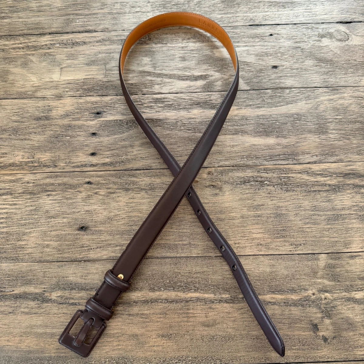 Lauren Ralph Lauren Dark‎ Brown Italian Leather Belt Wrapped Buckle Size Large Ralph Lauren Brown Belt - Etsy main image 4