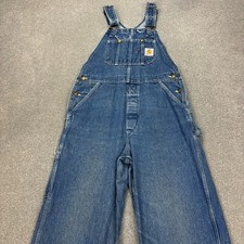 Carhartt Dungarees Adult 32x30 Blue Overalls Bib Carpenter Denim Work Wear Men