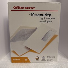 Office Depot 10 Security Right Window Envelopes 500 ct Box 4 1/8" x 9 1/2"