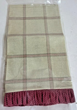 Country Towel Pink Plaid Ruffle Edge Cross Stitch 24" x 16 1/2 New Vintage