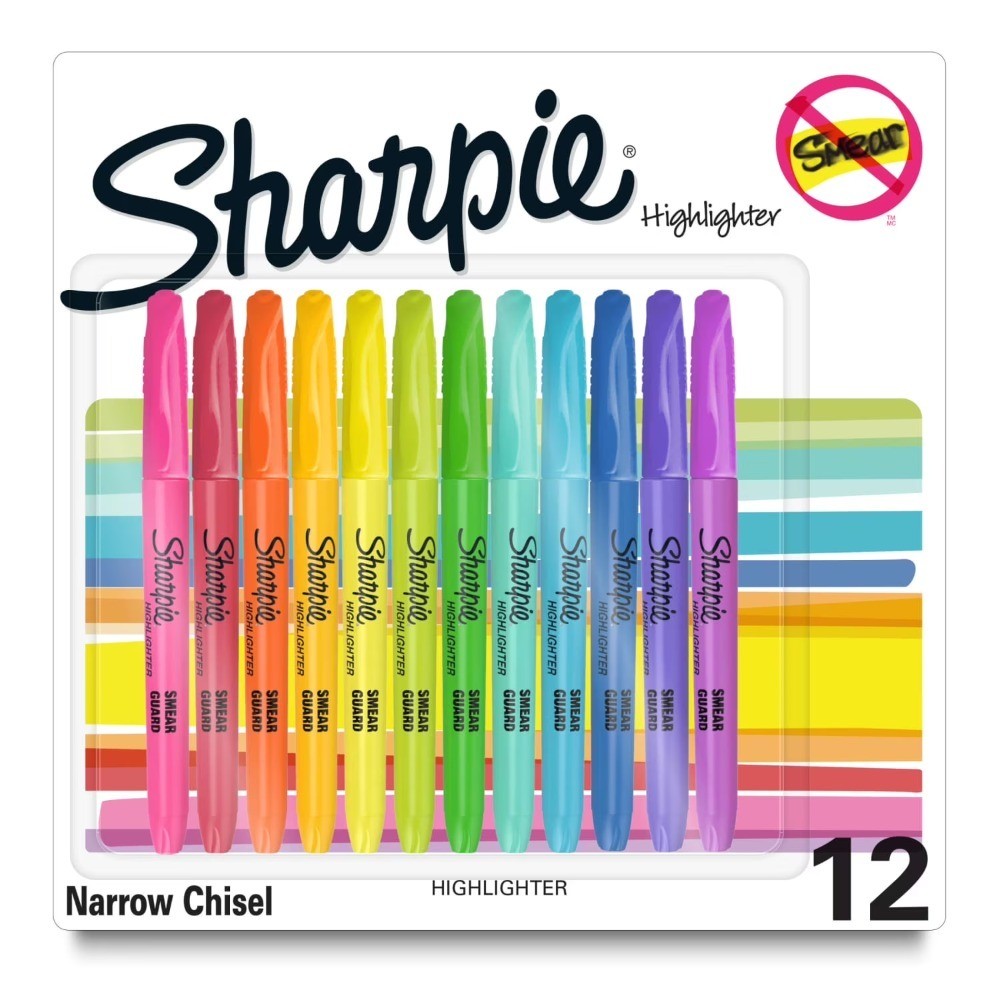 S Assorted Colors Chisel Tip Markers 12 Pack Multicolor Set