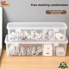 Transparent Cable Storage Box with Lid Desk Cord Organizer Dustproof Wire Manage