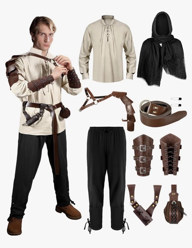 Medieval Renaissance Set of 8 Pieces Cosplay Costume For Men Size Large