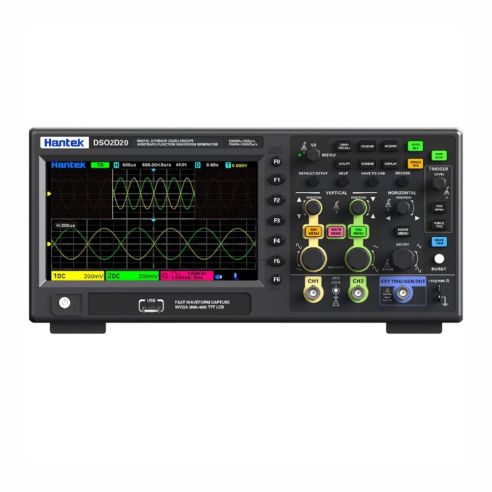 Hantek 2CH Digital Storage Oscilloscope Signal Generator 200Mhz 2GS/s DSO2D20 - Image 4 of 4
