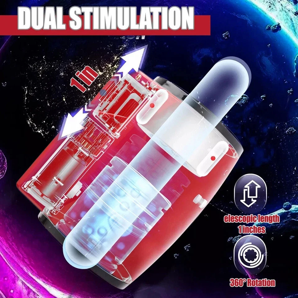 Masturbadores masculinos automáticos manos libres taza giratoria empuje acariciador hombres juguete sexual Foto 3 de 4