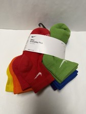 NEW NIKE YOUTH X6 PERFOANCE MULTI COLOR DRI FIT ANKLE SOCKS - 3Y/ 4-6 WOMENS 6PK