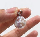 Pulchritude 15 mm Sea Natural Pink Baroque Pearl Pendant 925 Silver