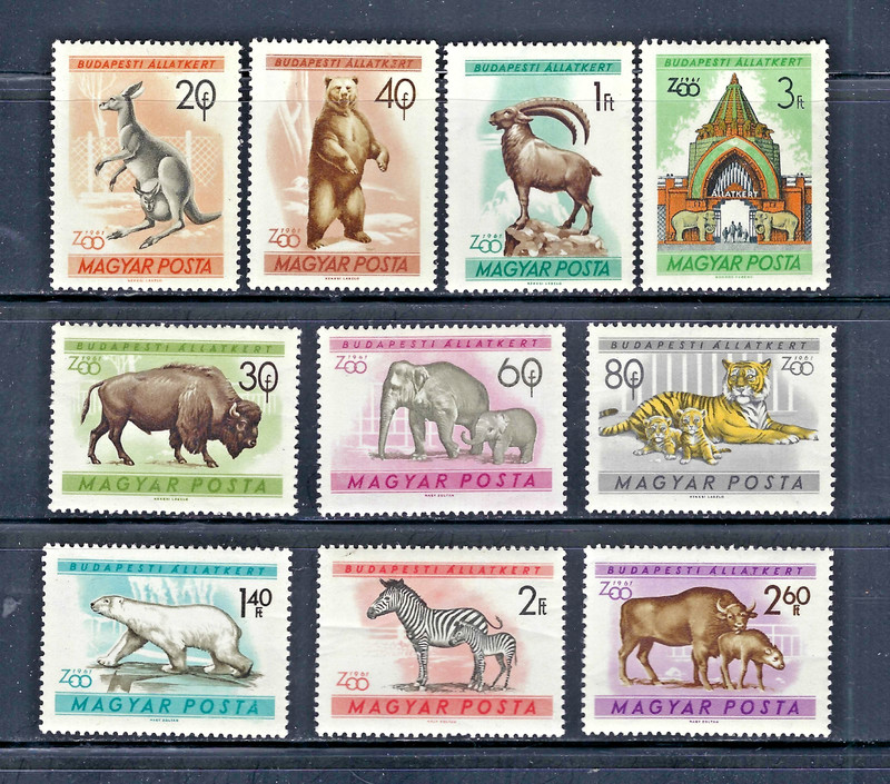 Hungary 1961 #1346-1355 MNH Fauna/Zoo animals/tiger/elephant