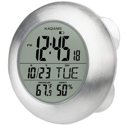 Bathroom Shower Digital Wall Clock 9.5'' Kitchen Clock Calendar Water Resista...