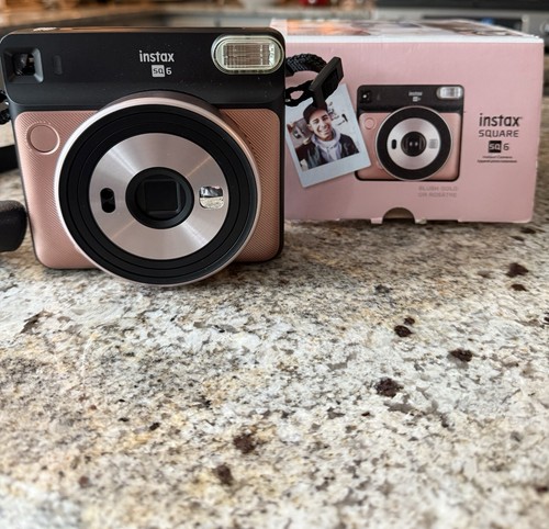 Open Box FUJIFILM INSTAX SQUARE SQ6 Instant Film Camera Blush Gold never used