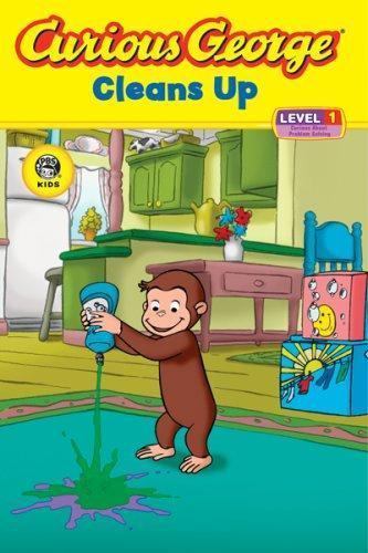 Curious George Cleans Up CGTV Reader by H A Rey in Acceptable Condition
