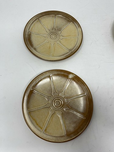 Frankoma Pottery Wagon Wheel Desert Gold 6.5 Dessert Bread Plates Set of 4 - Picture 2 of 6