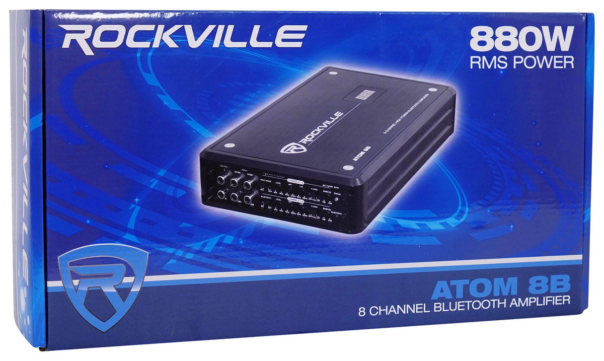 Rockville ATOM 8B 8 Channel 3500 Watt Marine/Boat Amplifier