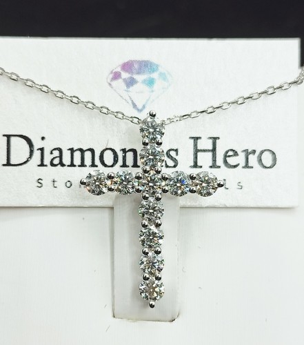 Pendente a croce Diamante Moissanite 1.10ct VVS1 diamond pendant cross - Imagen 2 de 7