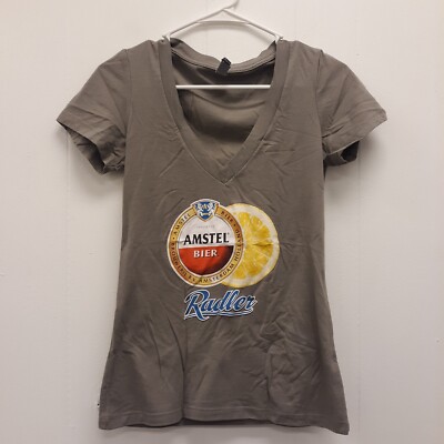 Next level Apparel Amstel beer radler Shirt Mens Small Gray v neck 