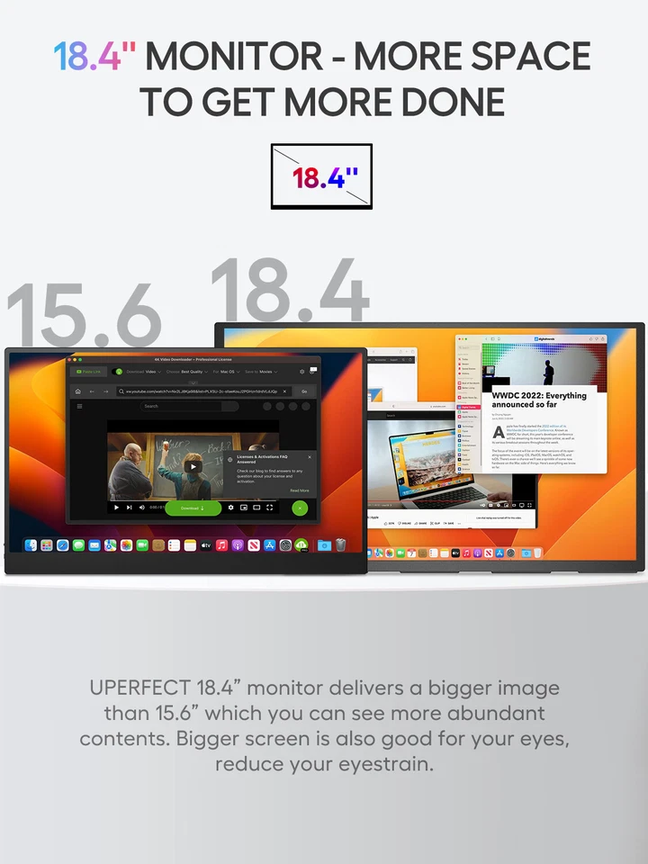 UPERFECT 18" Tragbarer 4K-Monitor 3840*2160 Ultraschlanker Bildschirm mit VESA - Bild 4 von 4