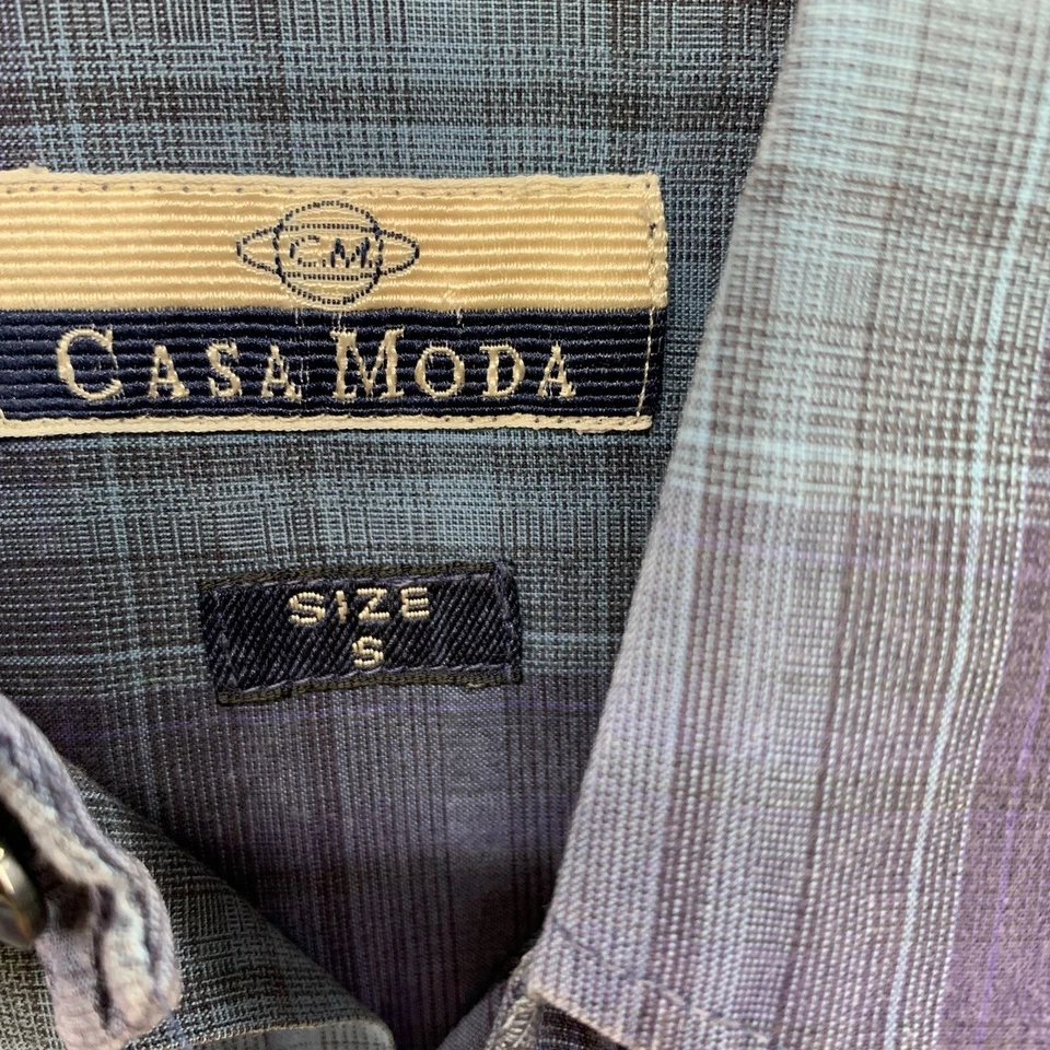 Casa Moda Button Shirt Men’s Flannel Plaid Blue Green Long Sleeve Casual Size S - Image 2 of 4
