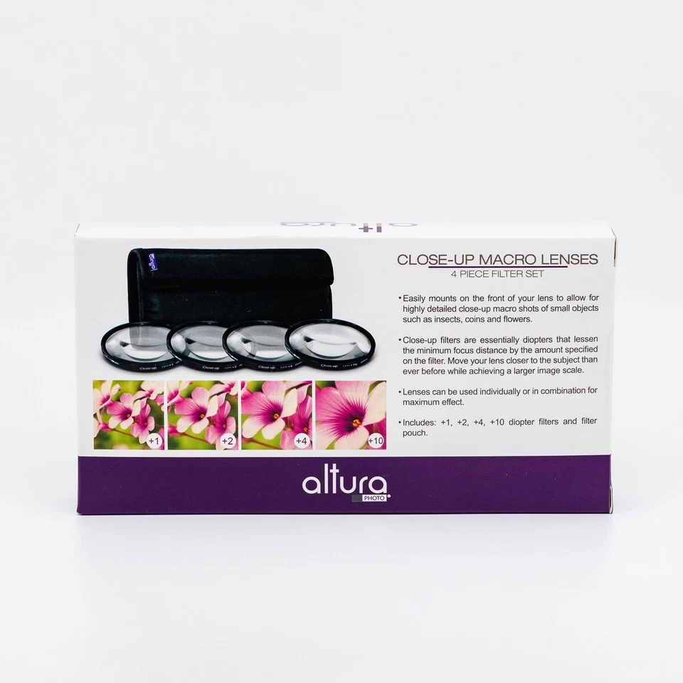 Altura Close-Up Macro Lens Filter 4pc Set +1, +2, +4, +10 58mm NEW - Image 2 of 3