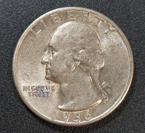 1936 P Washington Silver Quarter  AU Nice Luster -0504-10