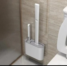 Bathroom Silicone Bristles Toilet Brush with Holder Creative Cleaning Brush Set