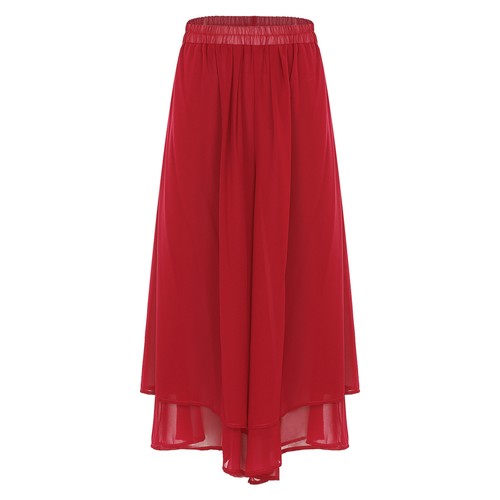 Women Double Layered Chiffon Wide Leg Pants Loose Fit Trousers Lyrical Dance - Picture 45 of 61
