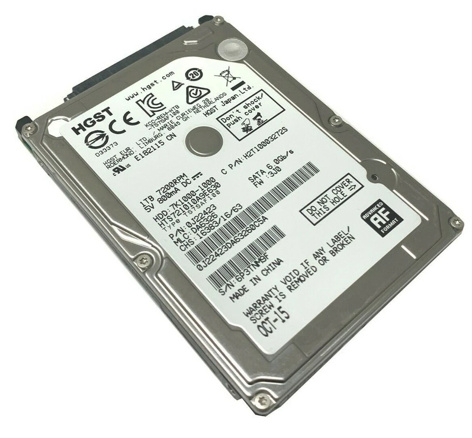 HGST 1Tb Sata 2.5 HDD Hard Drive HTS721010A9E630 7K1000-1000 0J30643 097DYV - Image 2 of 3