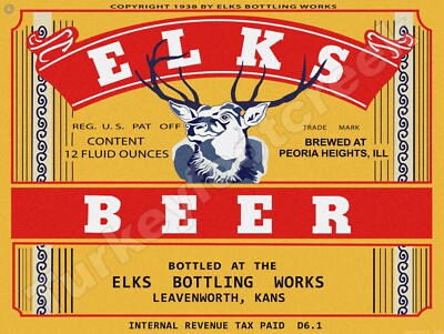 Elks Beer Label 18'' x 24'' Metal Sign