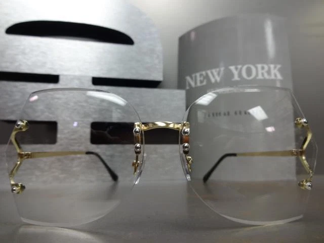 LENTES TRANSPARENTES ESTILO RETRO DE GRAN TAMAÑO LENTES grandes sin montura marco dorado Foto 4 de 4
