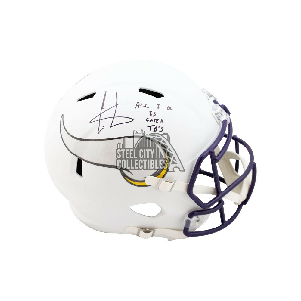 Cris Carter Autographed Signed Minnesota Vikings All I Do Is Catch TD's Vikings Flat White F/S Helmet BAS 