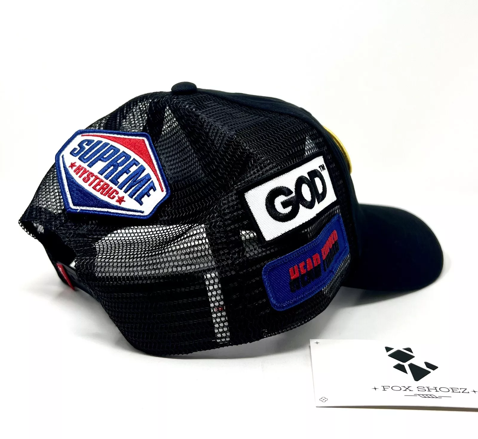 Chapeau camionneur Supreme x Hysteric Glamour Vanson cuir maille 6 panneaux noir   NEUF
