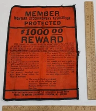 MEMBER MONTANA STOCKGROWERS ASSOCIATION - REWARD - Cloth /Canvas - listing #5245