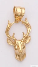 DEER HEAD Necklace Pendant Buck Trophy Hunting Pendant White Tail 24k GP