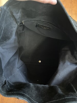 YSL SAINT LAURENT DOWNTOWN BLACK PATENT LEATHER TOTE BAG