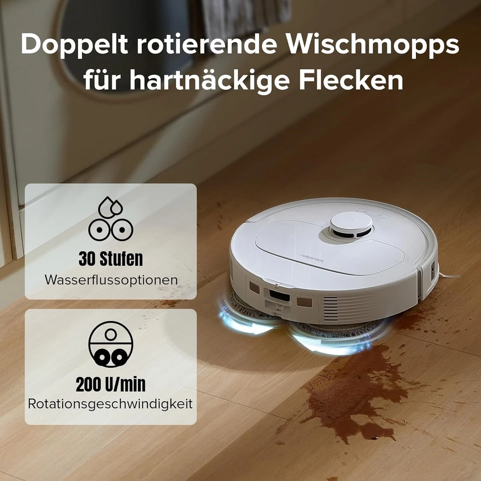 Roborock Qrevo S Saugroboter mit Wischfunktion, 7000 Pa HyperForce Weiß Roboter - Bild 3 von 4