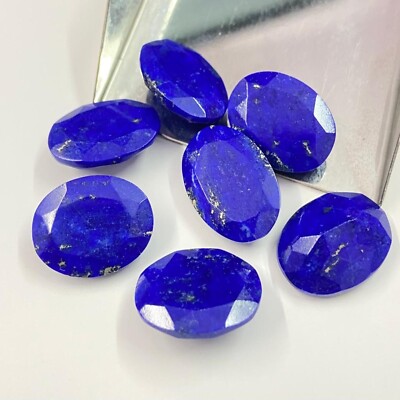 Natural Lapis Lazuli Oval Shape Faceted Cut Gemstones Healing Crystals