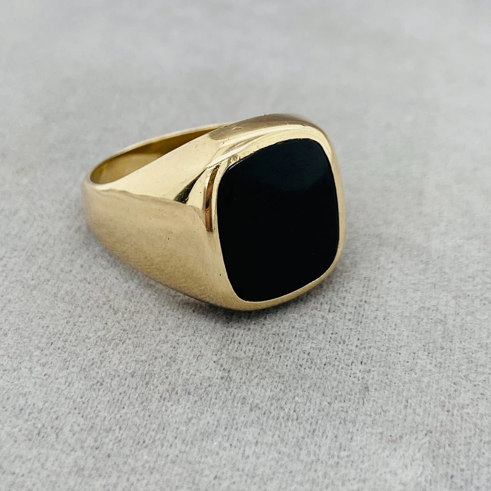 Gents 9ct Black Onyx Signet Ring 6.1 grams Size U Preloved - image 3 of 4