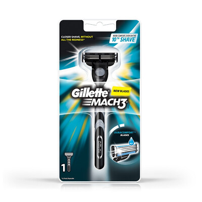 Gillette MACH 3 - 3 Sharp for a Smooth Shave -1 Handle + 1 Cartridge -Free Ship