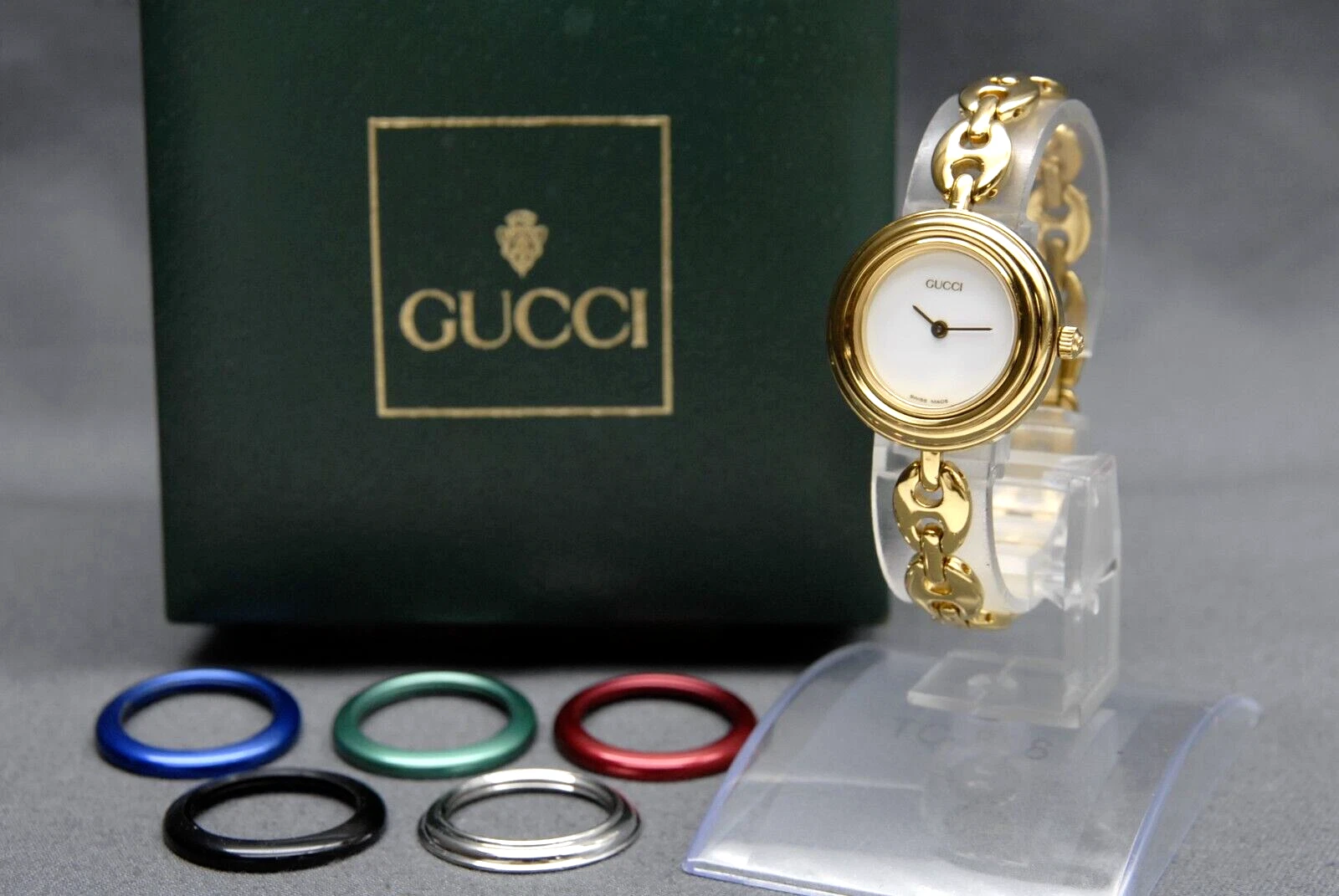 【N COMME NEUVE+++ avec boite】 Montre Femme GUCCI 11/12.2 Lunette Changeante 6 Couleurs QZ Vintage
