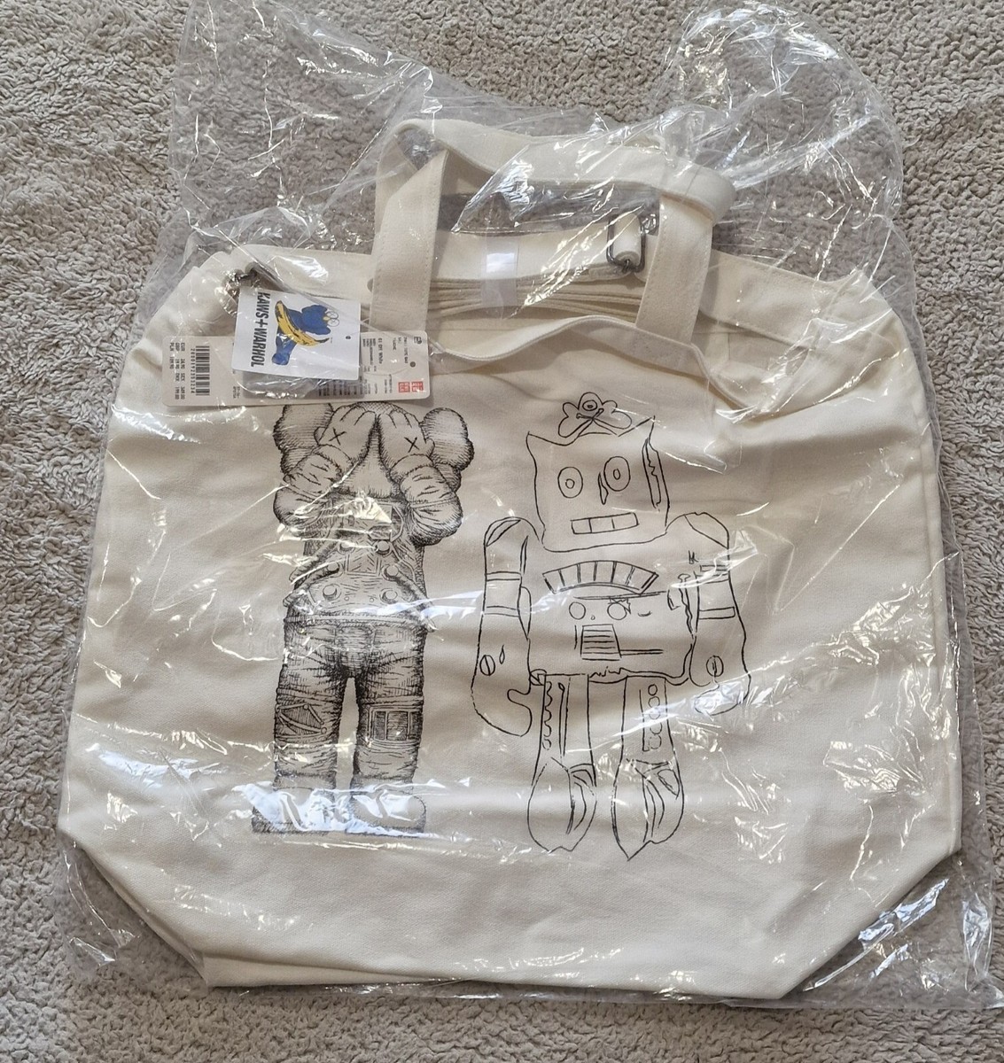 bnib Uniqlo KAWS x Andy Warhol Way White Tote Bag UK