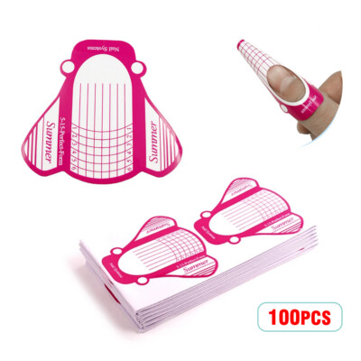 100 Nail Art Form Aufkleber selbstklebend Verlängerung UV Builder Tips Gel Formen UK