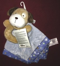 Puppy Dog Security Blanket Blankie Rattle Carters Velour Baby Lovey Blue NEW NWT
