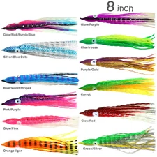 50pcs Fish WOW! 8 1/2" Squid Skirt Hoochies Crinkle Octopus Lures Random Colors